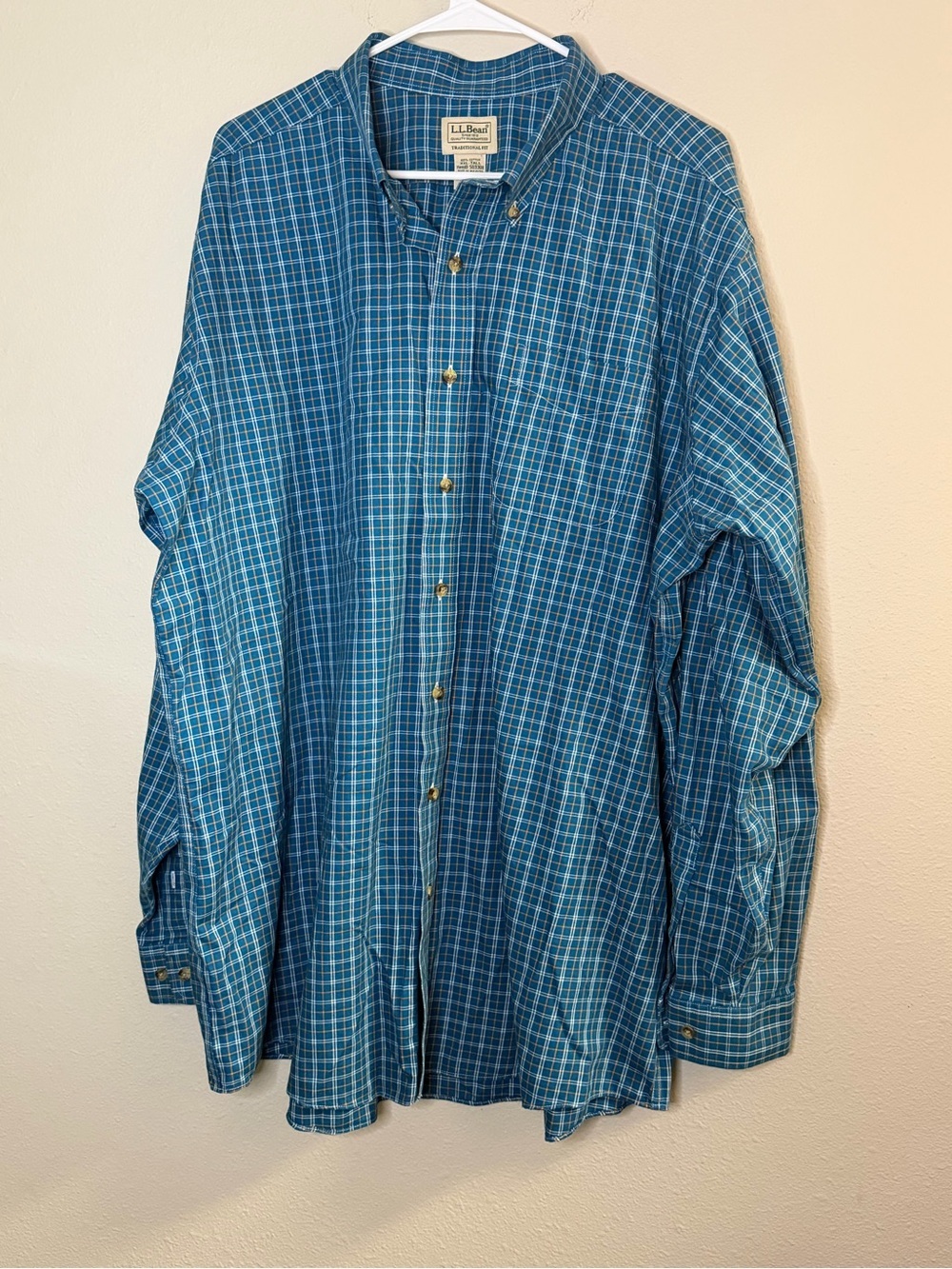 NWOT L.L.Bean Traditional Fit XXL Tall Plaid Button Down Shirt Cotton